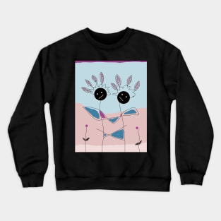 Kids and Hair Feathers Stick Figure Crewneck Sweatshirt